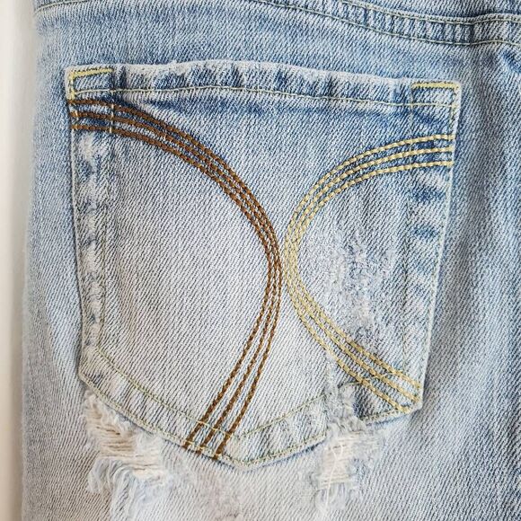 Vintage Havana Distressed Frayed Hem Denim‎ Mini Skirt Blue Medium - Picture 11 of 12